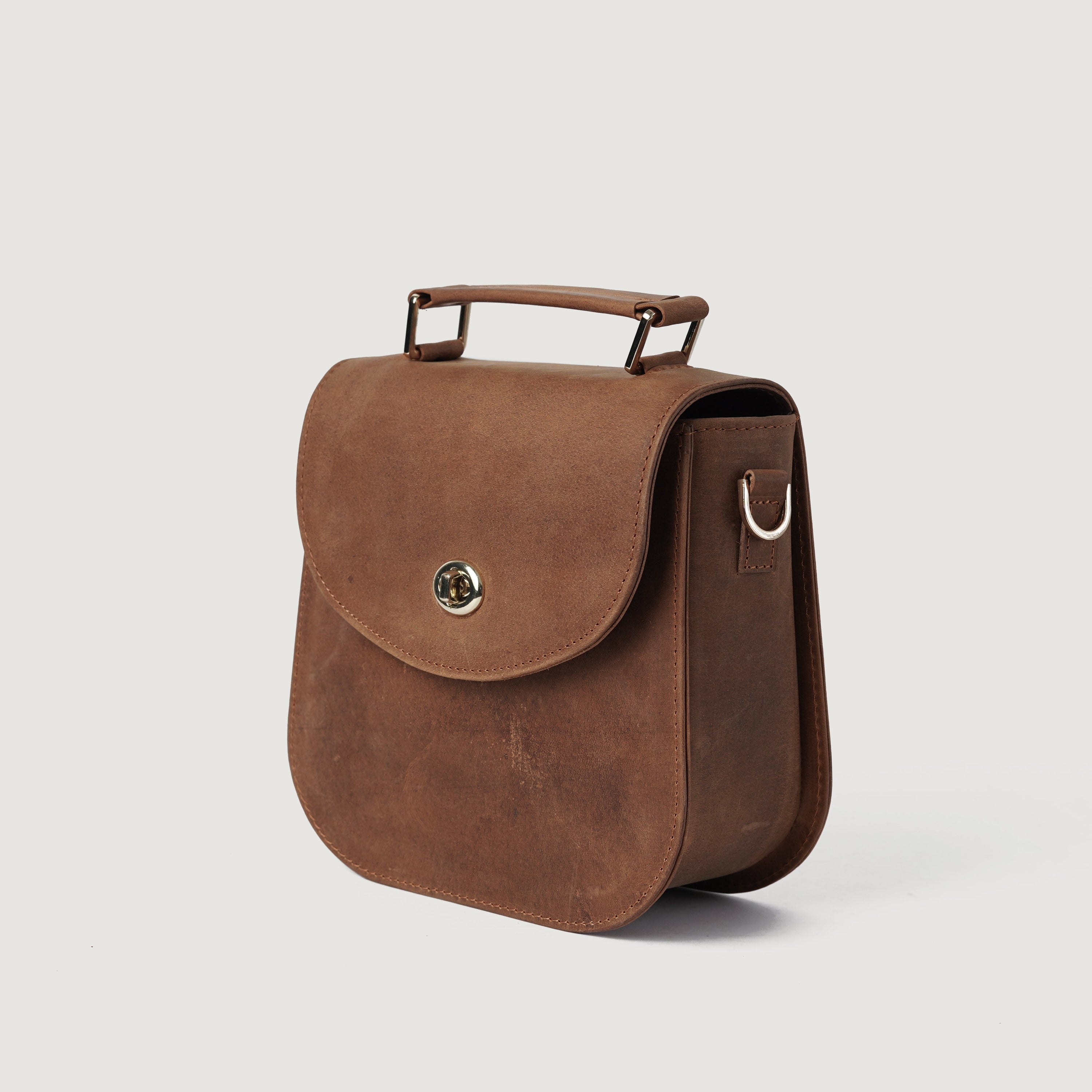 The Sandra Vintage Tan Leather Saddle Bag by Dash Racegear - women Leather Bag view 5