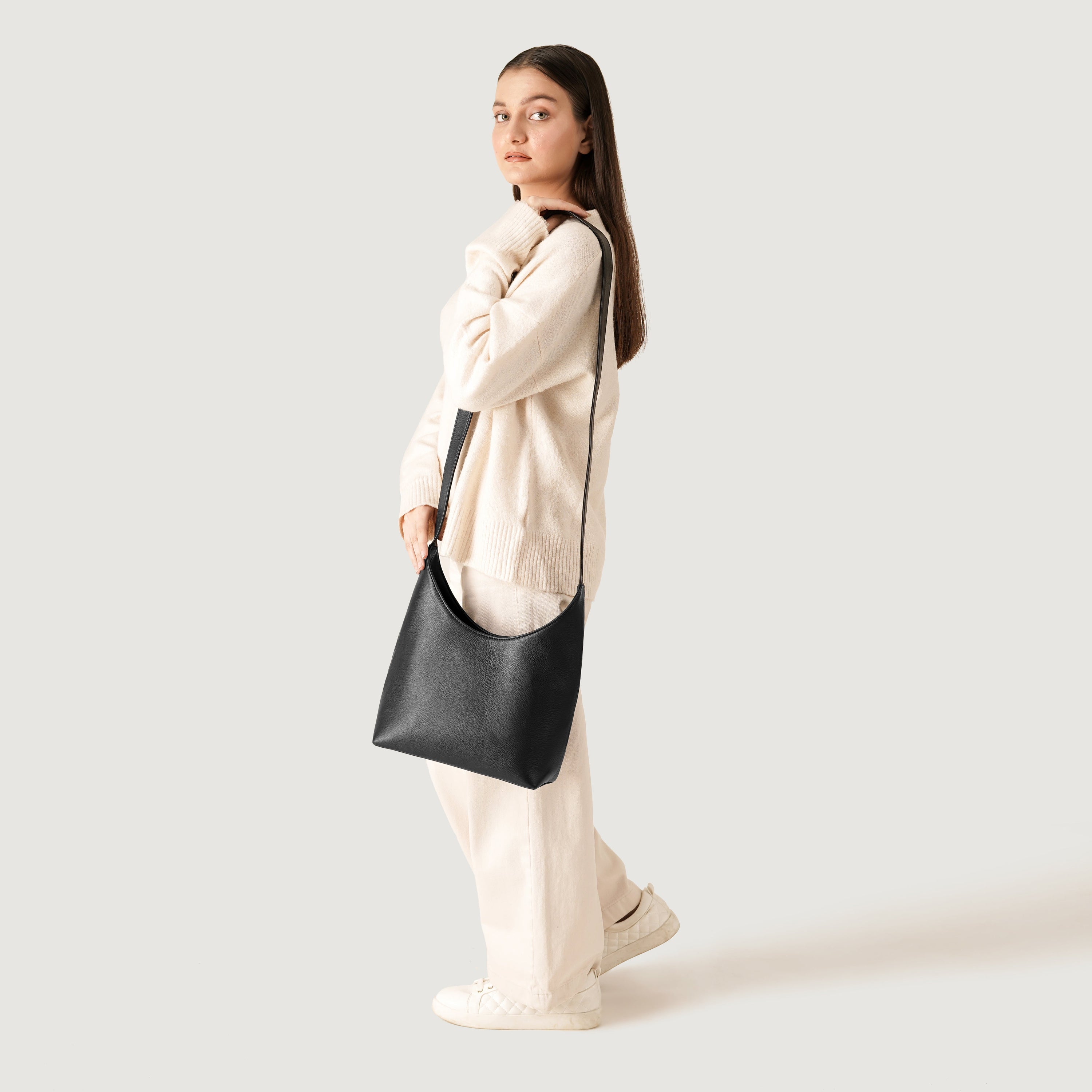 The Stefani Black Leather Hobo Bag by Dash Racegear - women Leather Bag view 2