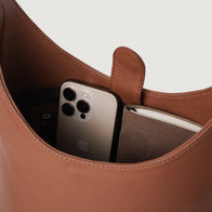 The Stefani Brown Leather Hobo Bag by Dash Racegear - men Leather Bag view 7