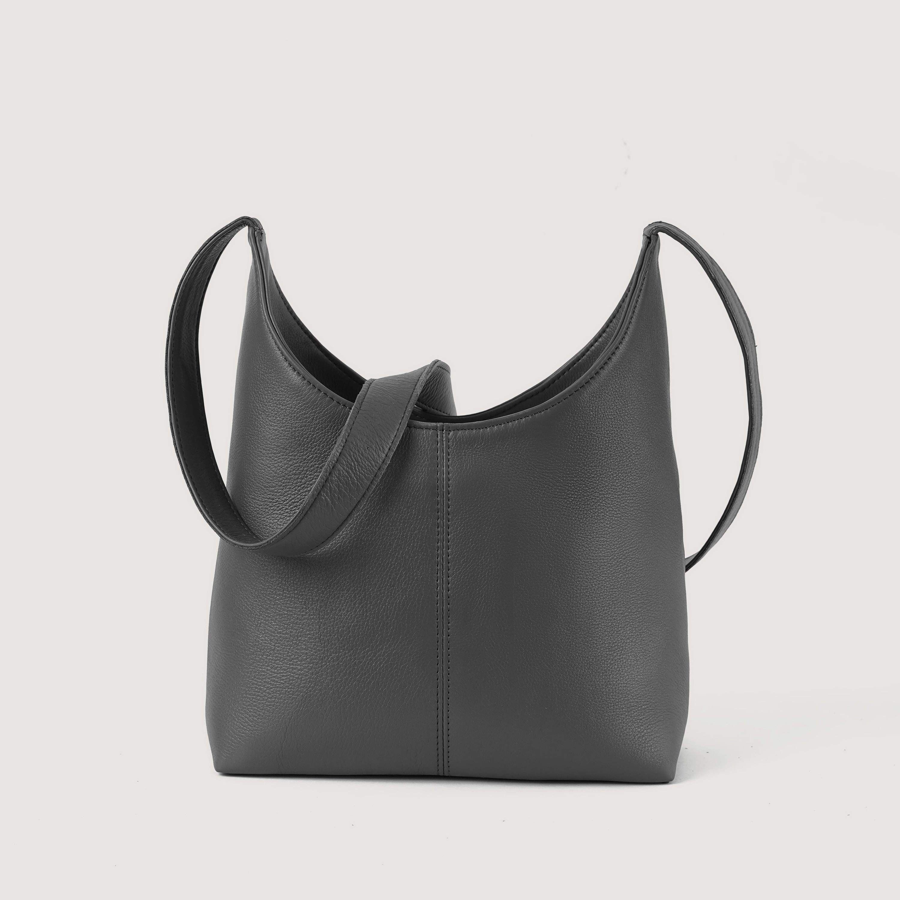 The Stefani Grey Leather Hobo Bag by Dash Racegear - women Leather Bag view 1