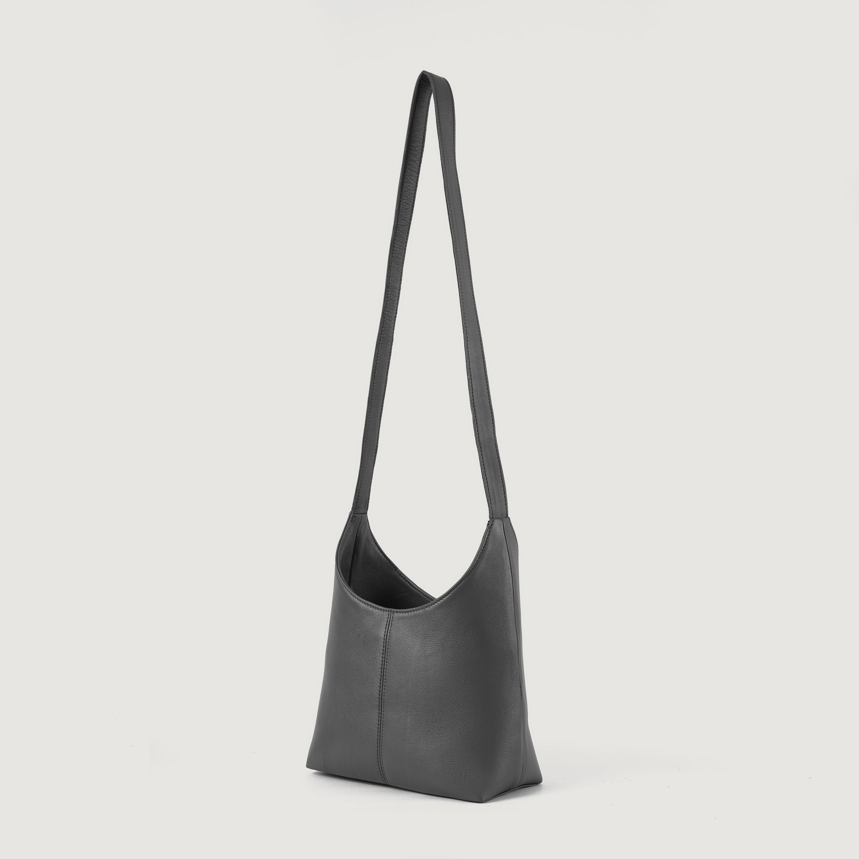 The Stefani Grey Leather Hobo Bag by Dash Racegear - women Leather Bag view 7