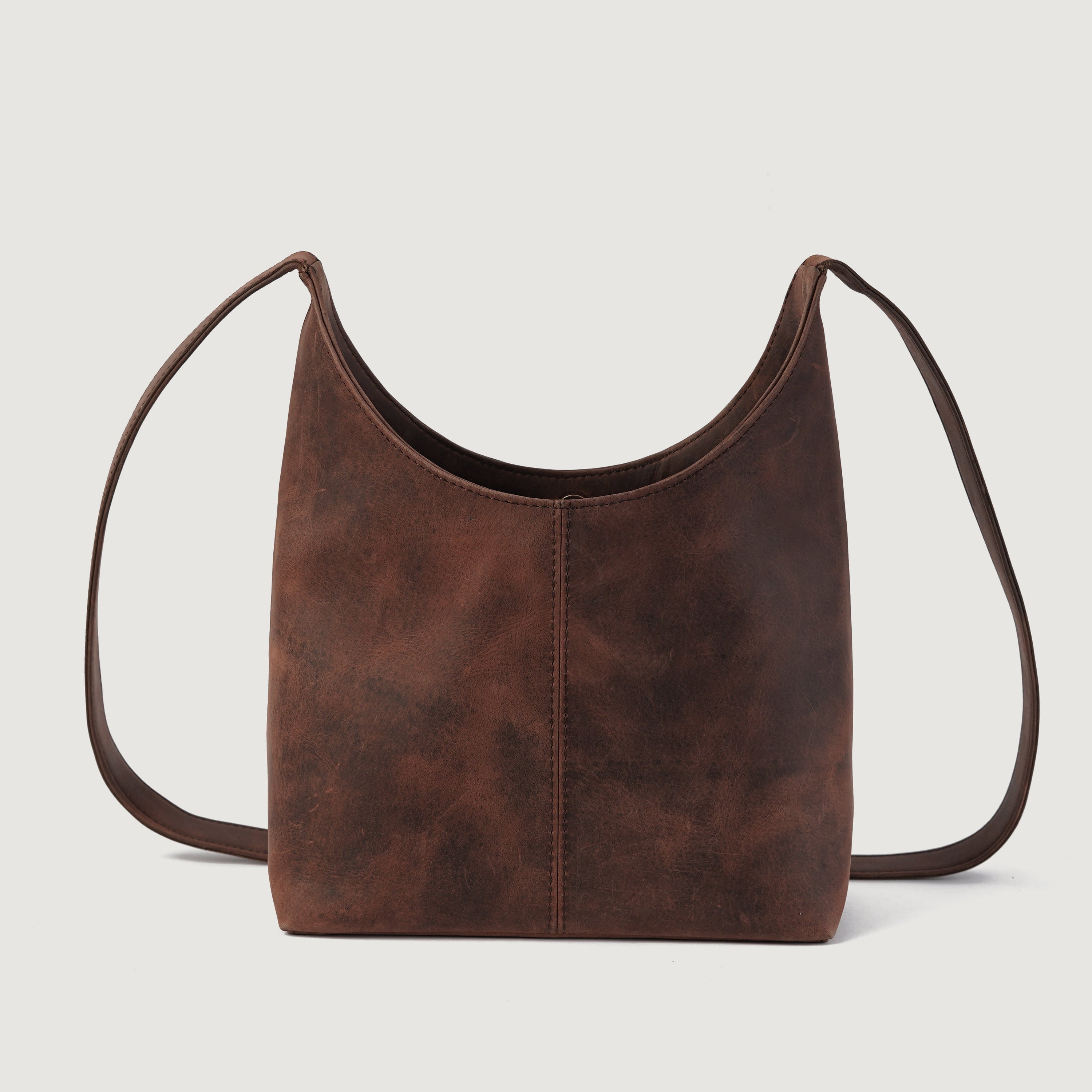 The Stefani Vintage Distressed Brown Leather Hobo Bag by Dash Racegear - women Leather Bag view 4