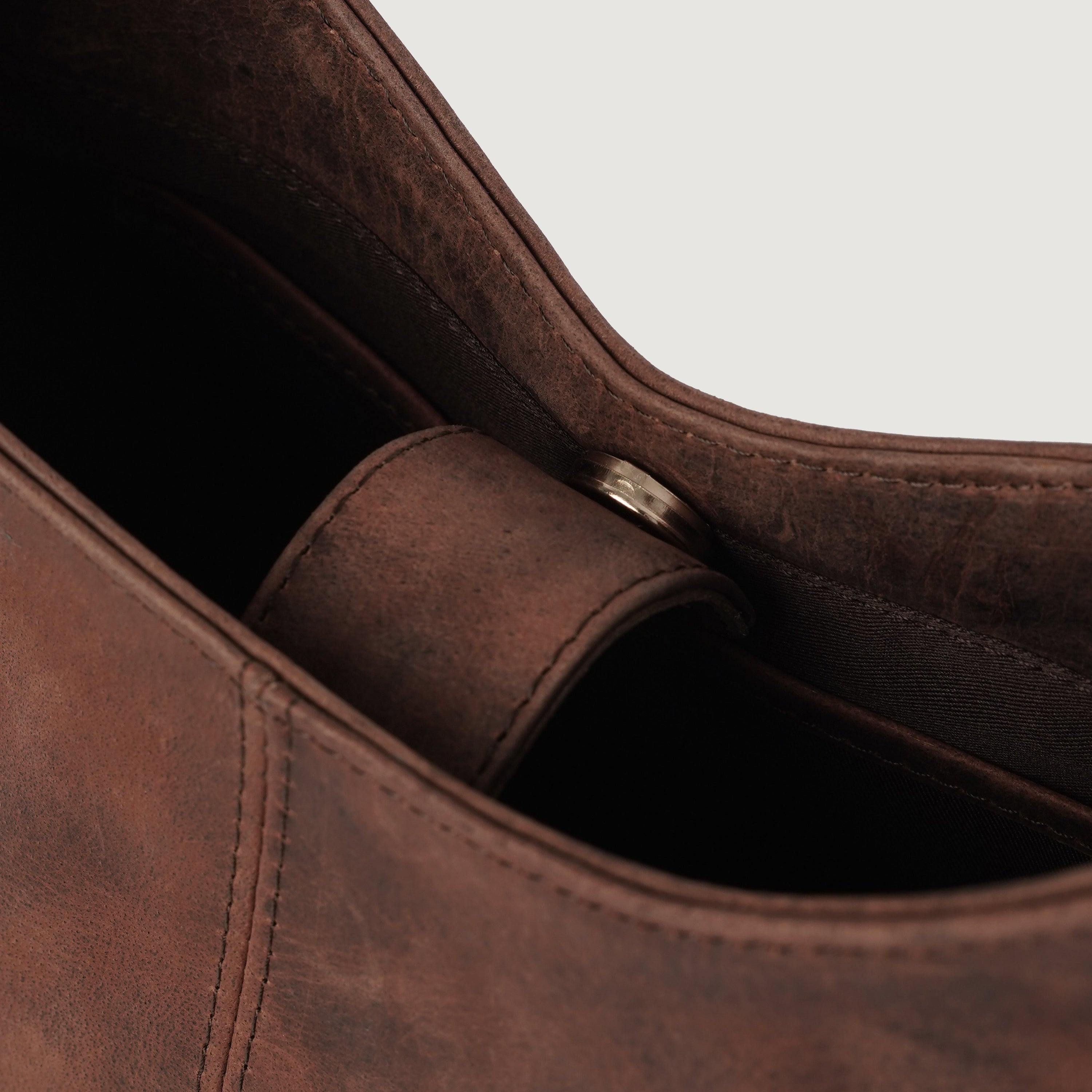 The Stefani Vintage Distressed Brown Leather Hobo Bag by Dash Racegear - women Leather Bag view 7