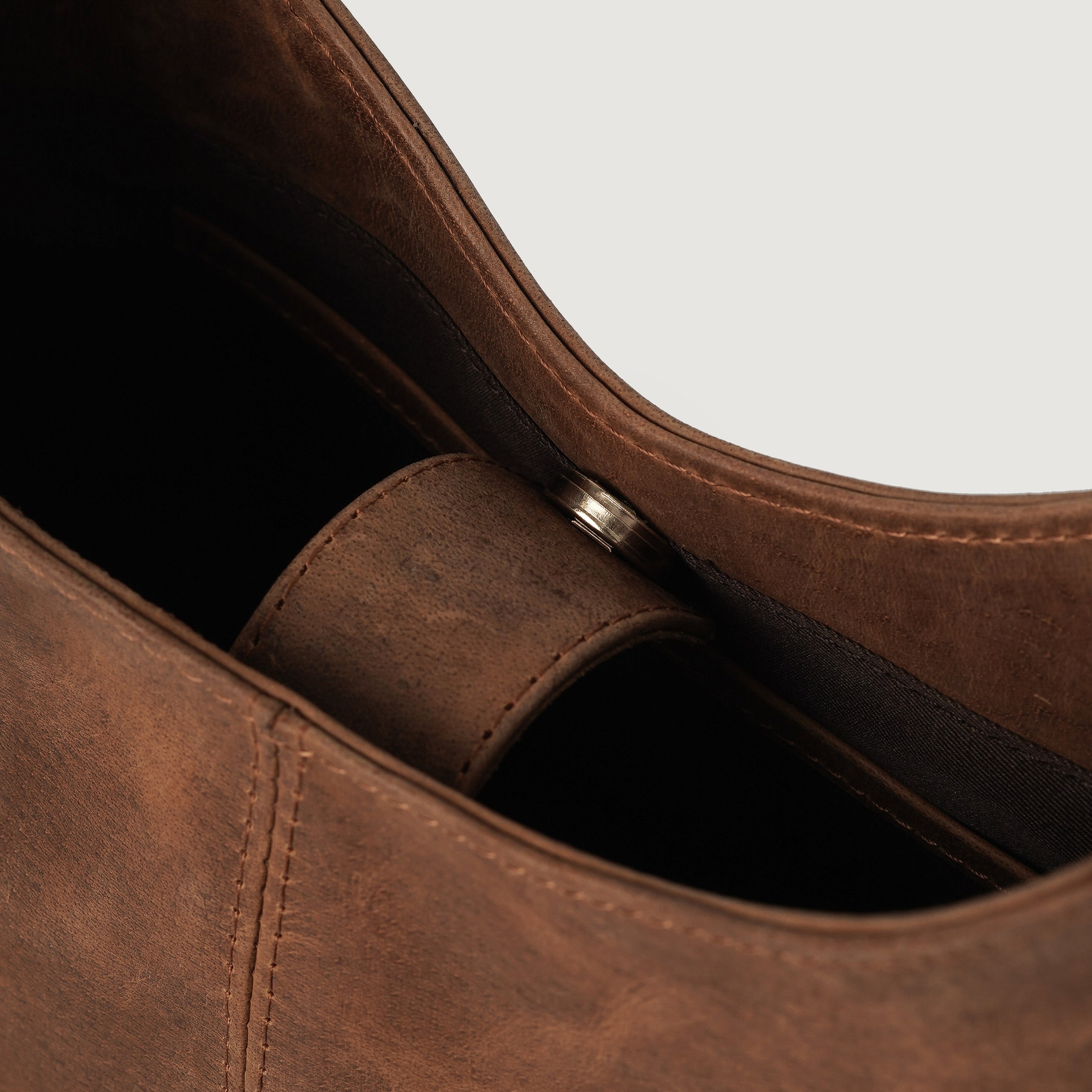 The Stefani Vintage Tan Brown Leather Hobo Bag by Dash Racegear - unisex Leather Bag view 7