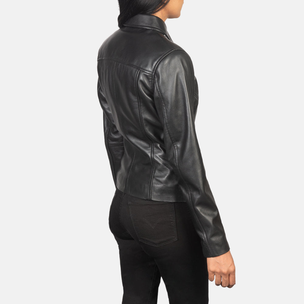 Tomachi Black Leather Jacket by Dash Racegear - women Jacket view 5