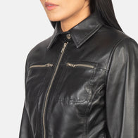 Tomachi Black Leather Jacket by Dash Racegear - women Jacket view 6