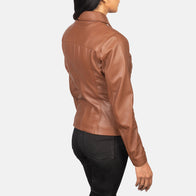 Tomachi Brown Leather Jacket by Dash Racegear - women Jacket view 5