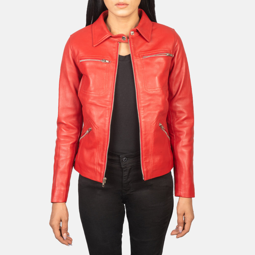 Tomachi Red Leather Jacket by Dash Racegear - women Jacket view 1