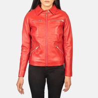 Tomachi Red Leather Jacket by Dash Racegear - women Jacket view 4