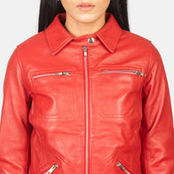 Tomachi Red Leather Jacket by Dash Racegear - women Jacket view 6