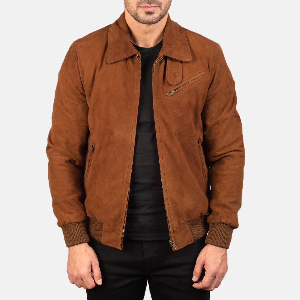 Tomchi Tan Suede Leather Jacket by Dash Racegear - men Jacket view 1