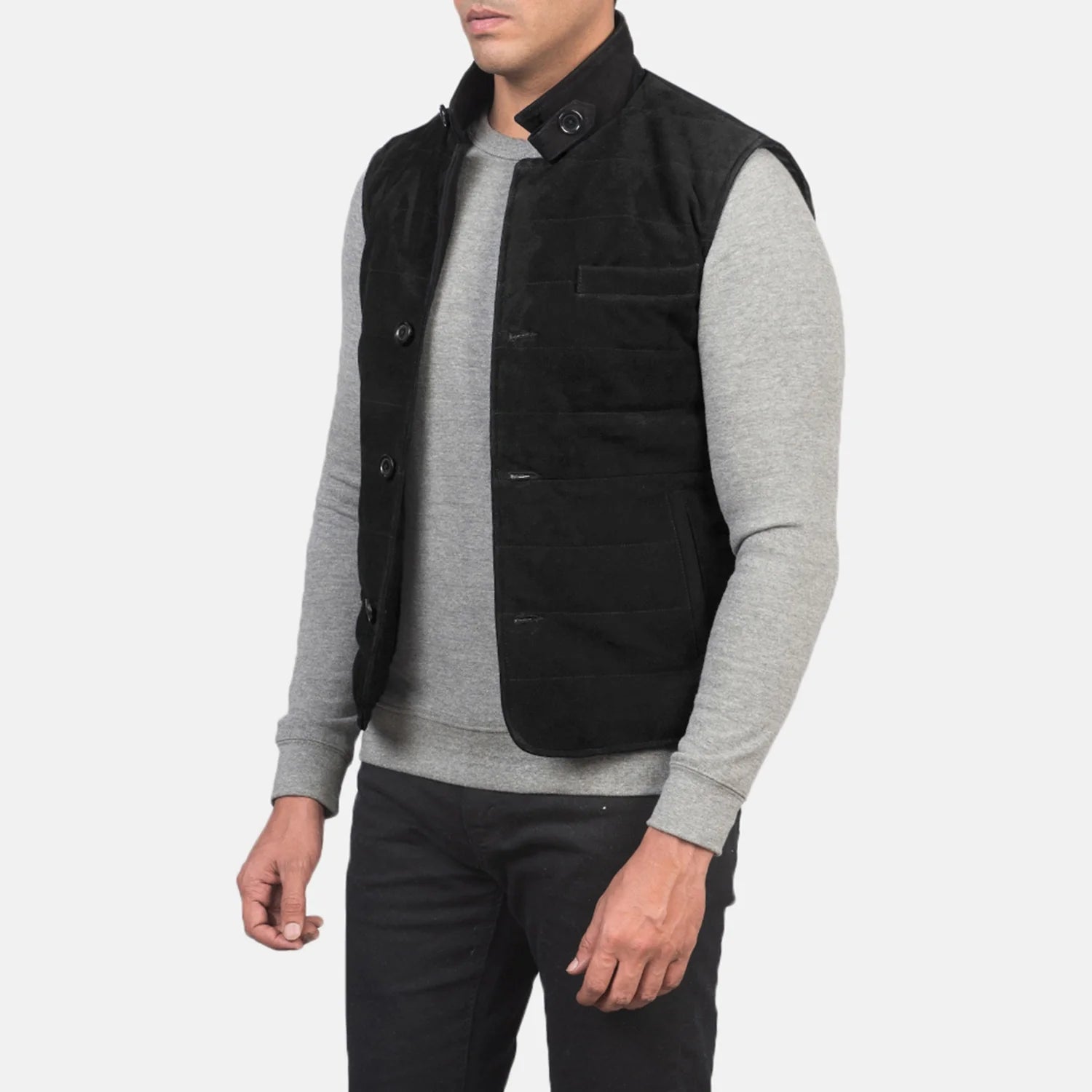 Tony Black Suede Vest by Dash Racegear - men Jacket view 2