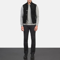 Tony Black Suede Vest by Dash Racegear - men Jacket view 3