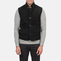 Tony Black Suede Vest by Dash Racegear - men Jacket view 4