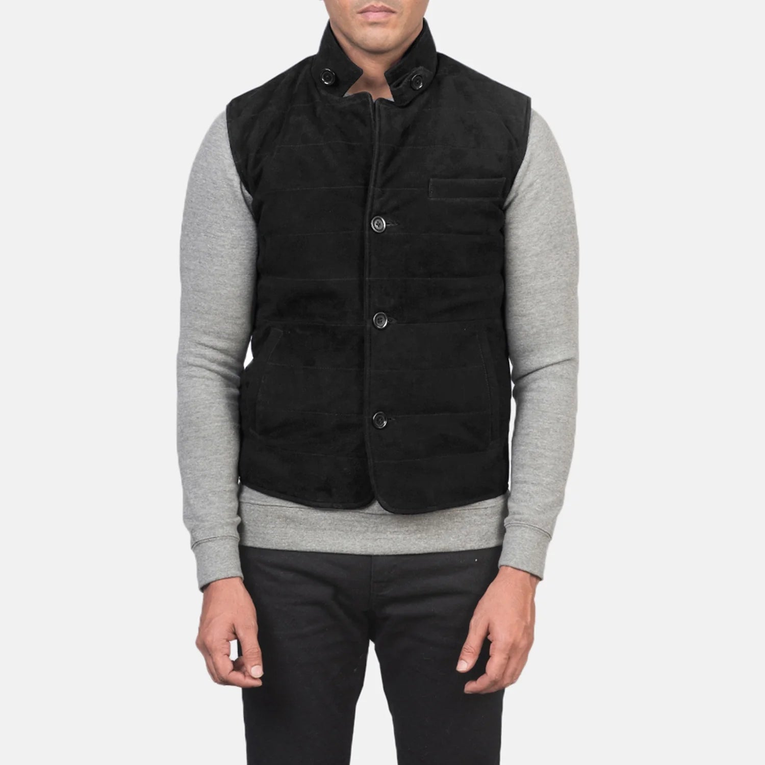 Tony Black Suede Vest by Dash Racegear - men Jacket view 4