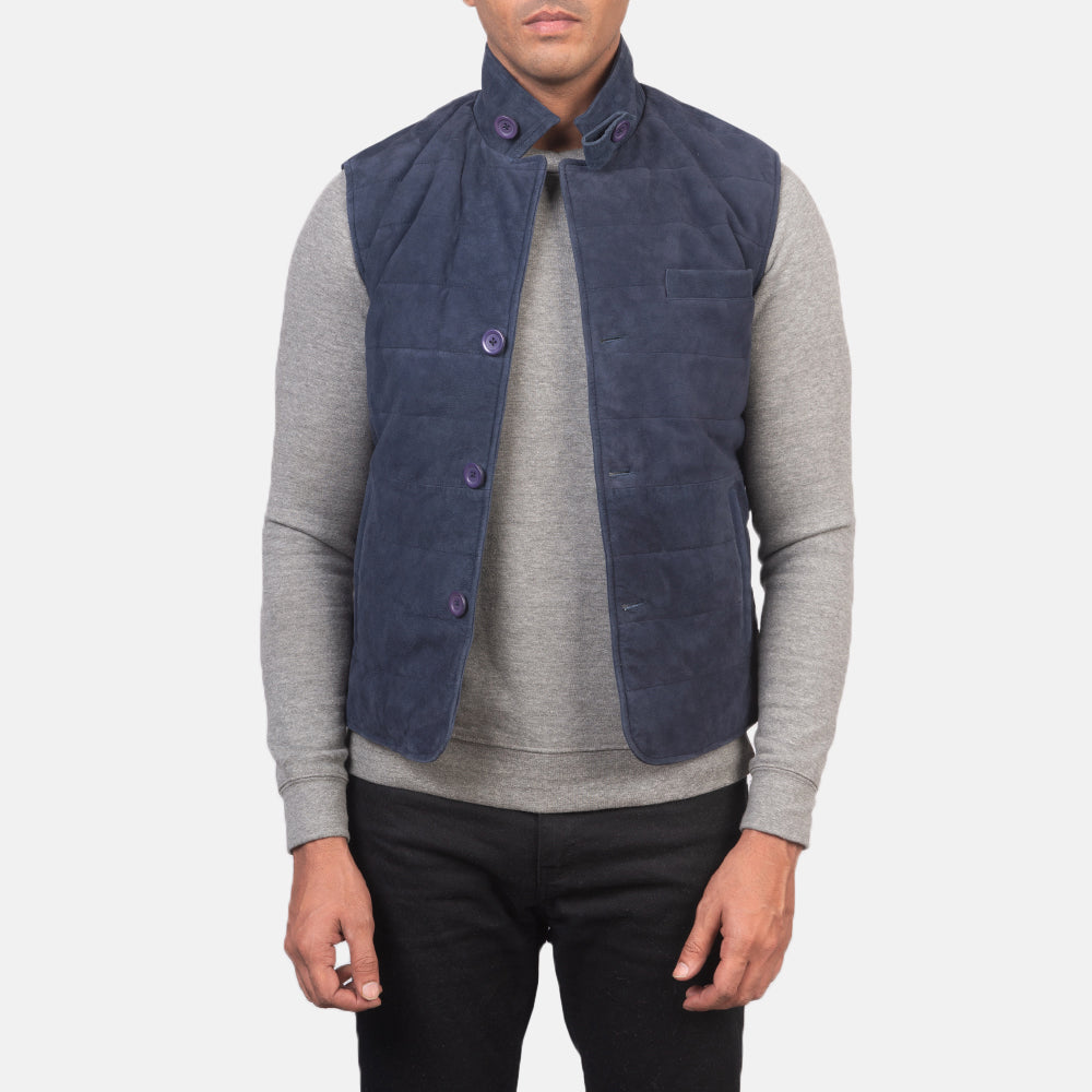 Tony Blue Suede Vest by Dash Racegear - men Jacket view 1