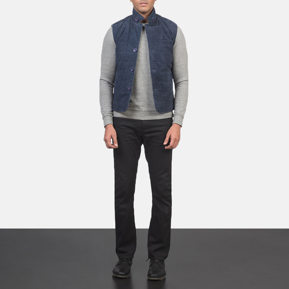 Tony Blue Suede Vest by Dash Racegear - men Jacket view 3