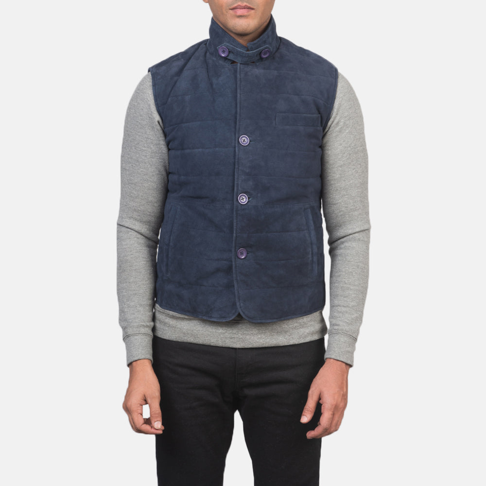 Tony Blue Suede Vest by Dash Racegear - men Jacket view 4