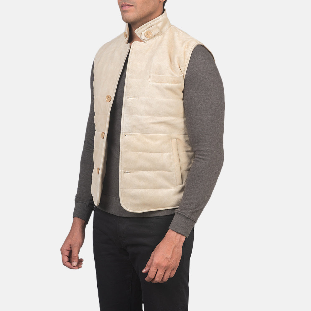 Tony Off-White Suede Vest by Dash Racegear - men Jacket view 2