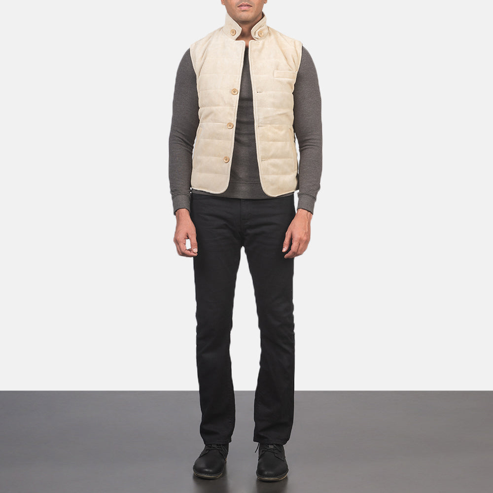Tony Off-White Suede Vest by Dash Racegear - men Jacket view 3