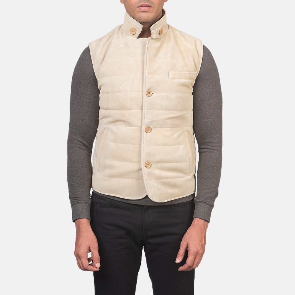 Tony Off-White Suede Vest by Dash Racegear - men Jacket view 4