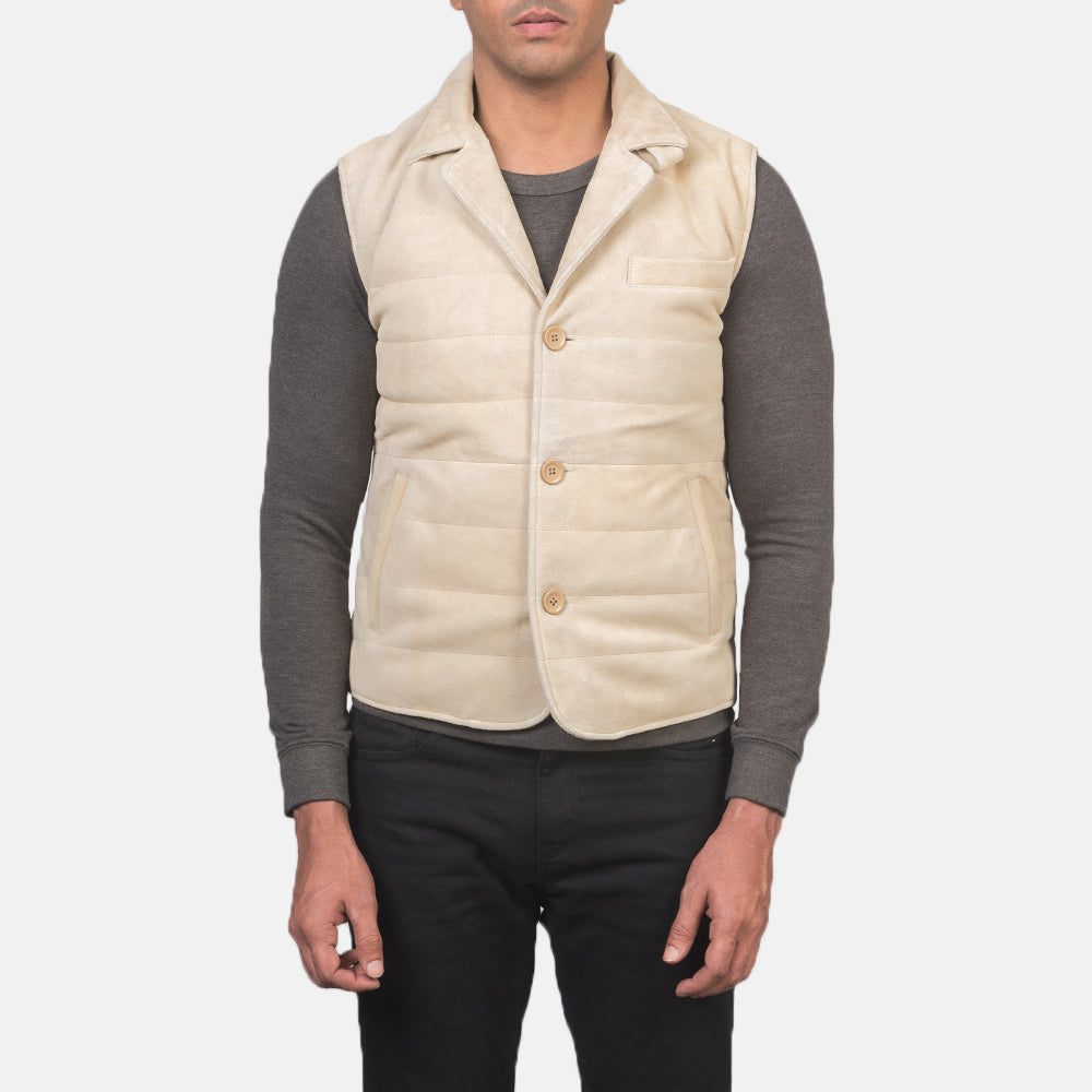 Tony Off-White Suede Vest by Dash Racegear - men Jacket view 6