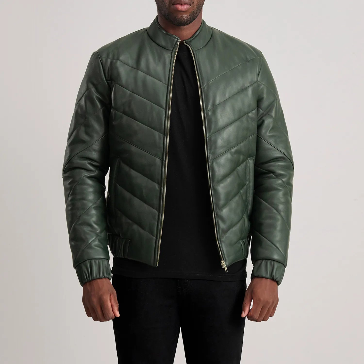 Travis Green Leather Puffer Jacket by Dash Racegear - men Jacket view 1