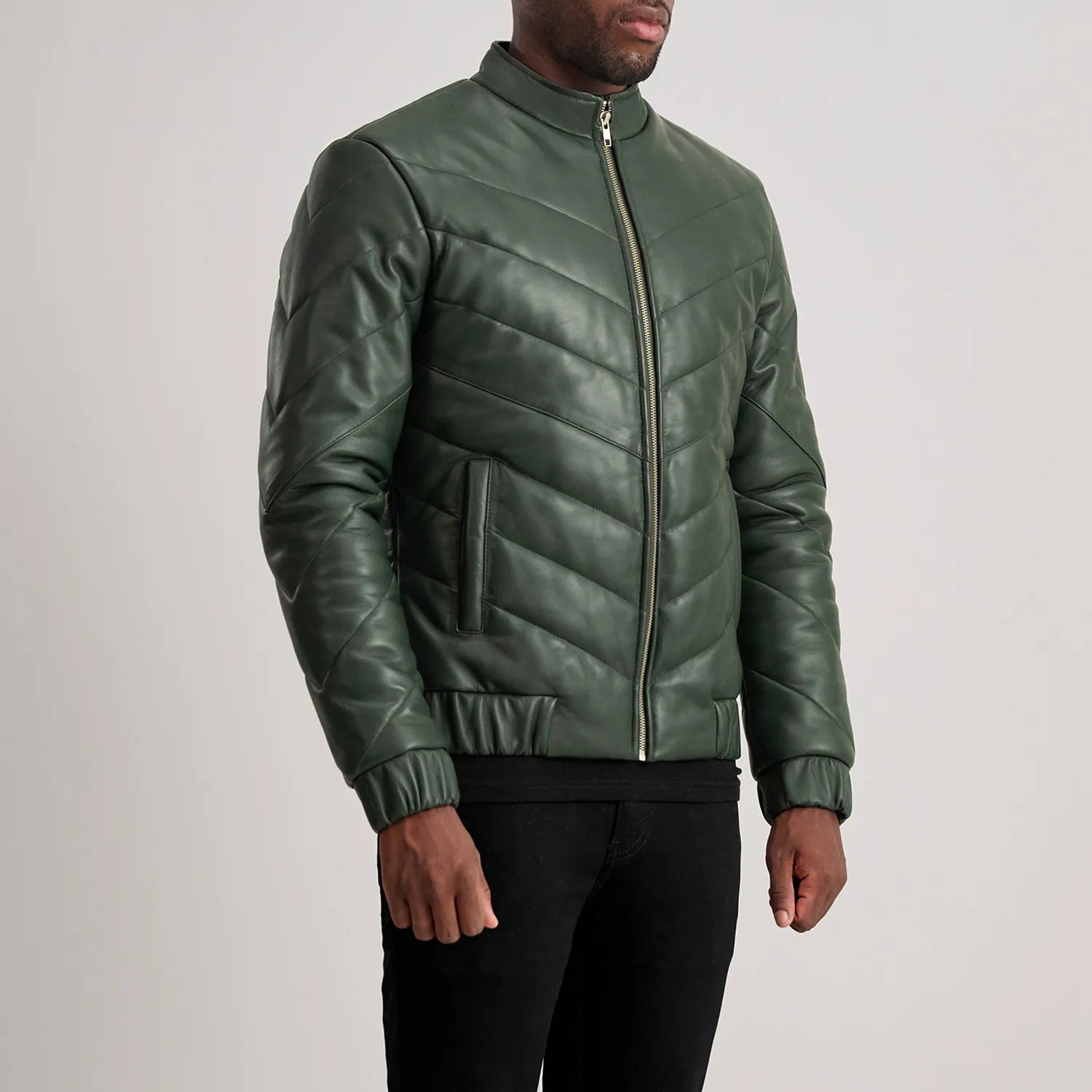 Travis Green Leather Puffer Jacket by Dash Racegear - men Jacket view 2