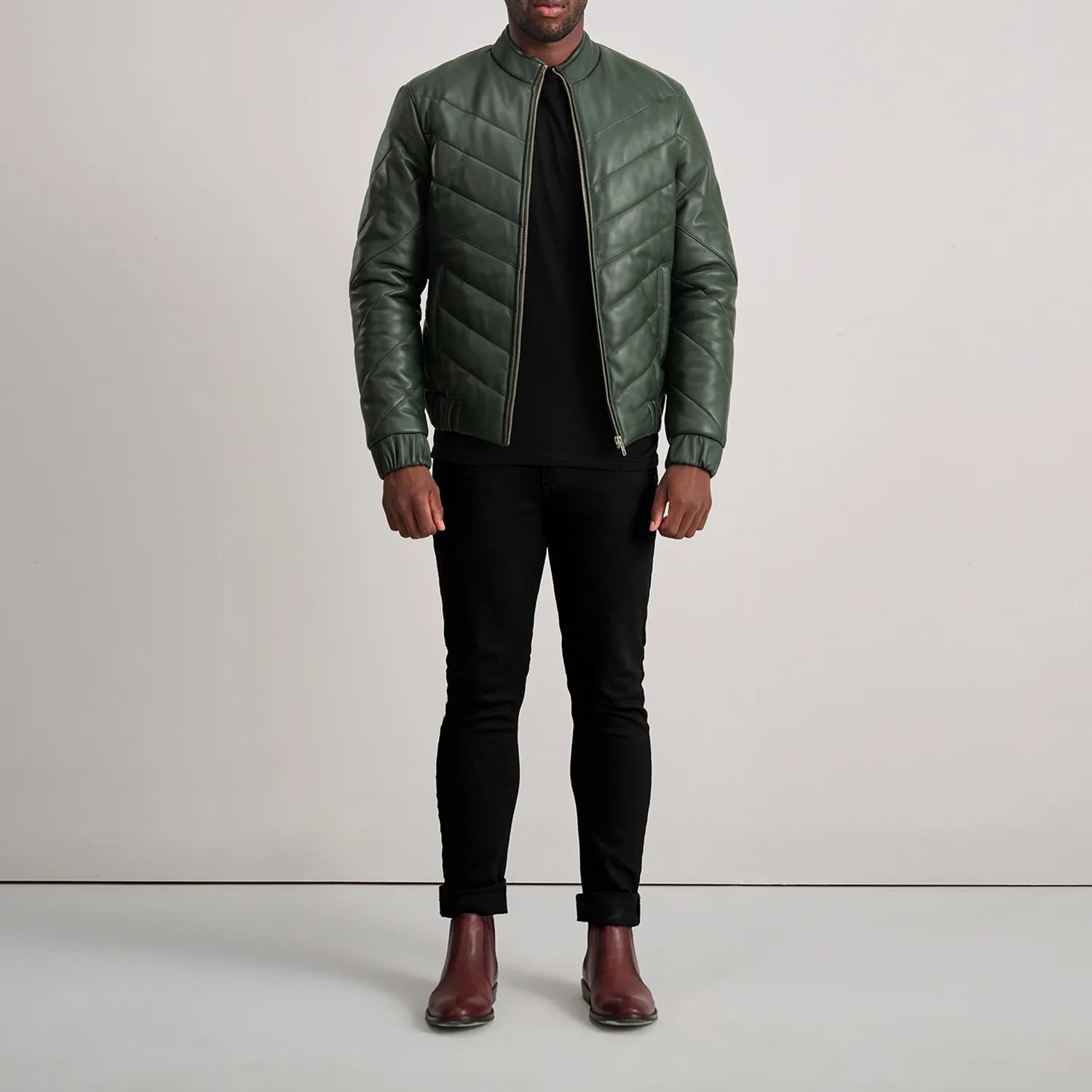 Travis Green Leather Puffer Jacket by Dash Racegear - men Jacket view 3