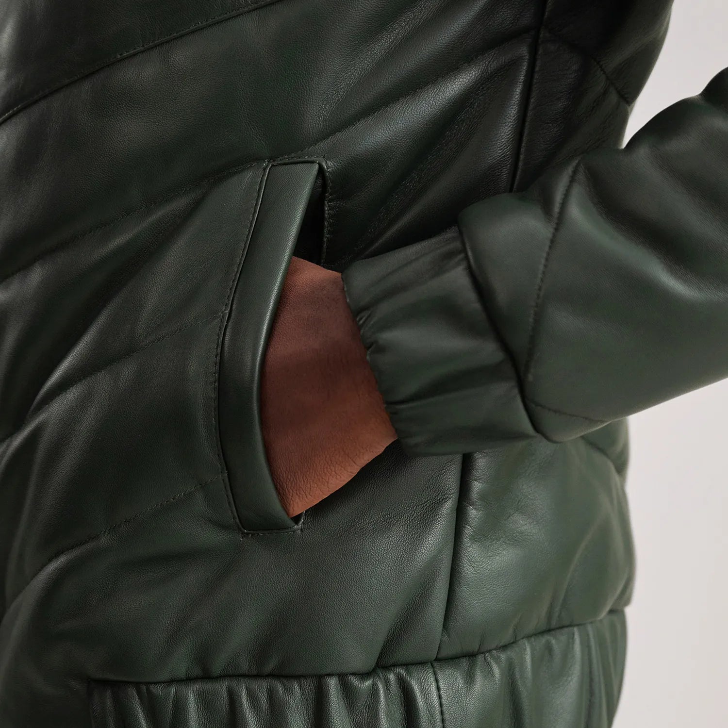 Travis Green Leather Puffer Jacket by Dash Racegear - men Jacket view 6