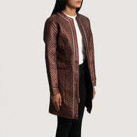 Trudy Lane Quilted Maroon Leather Coat by Dash Racegear - women Jacket view 2