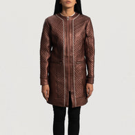 Trudy Lane Quilted Maroon Leather Coat by Dash Racegear - women Jacket view 4