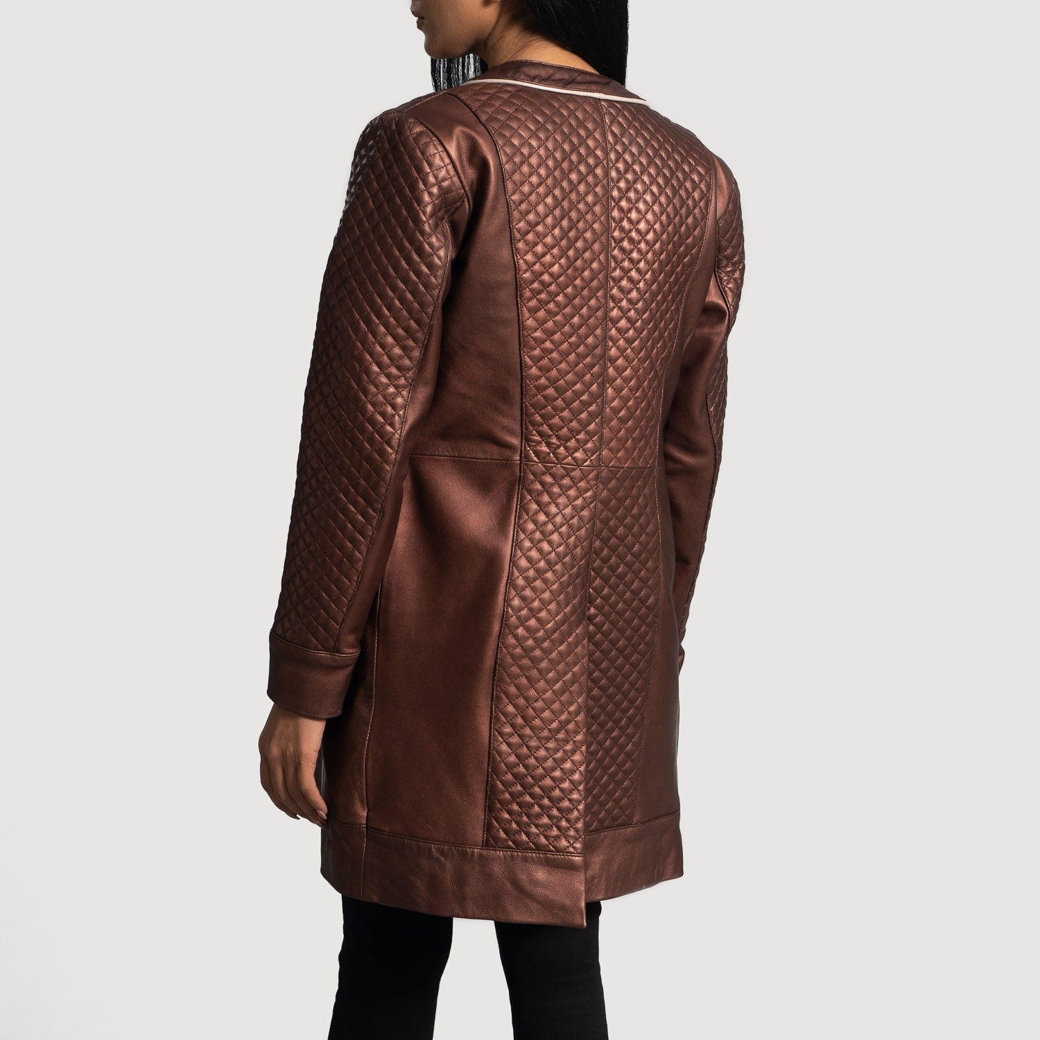 Trudy Lane Quilted Maroon Leather Coat by Dash Racegear - women Jacket view 5