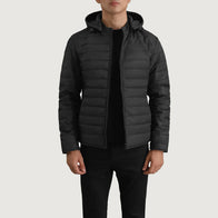 Tyler Black Hooded Puffer Jacket by Dash Racegear - men Jacket view 1