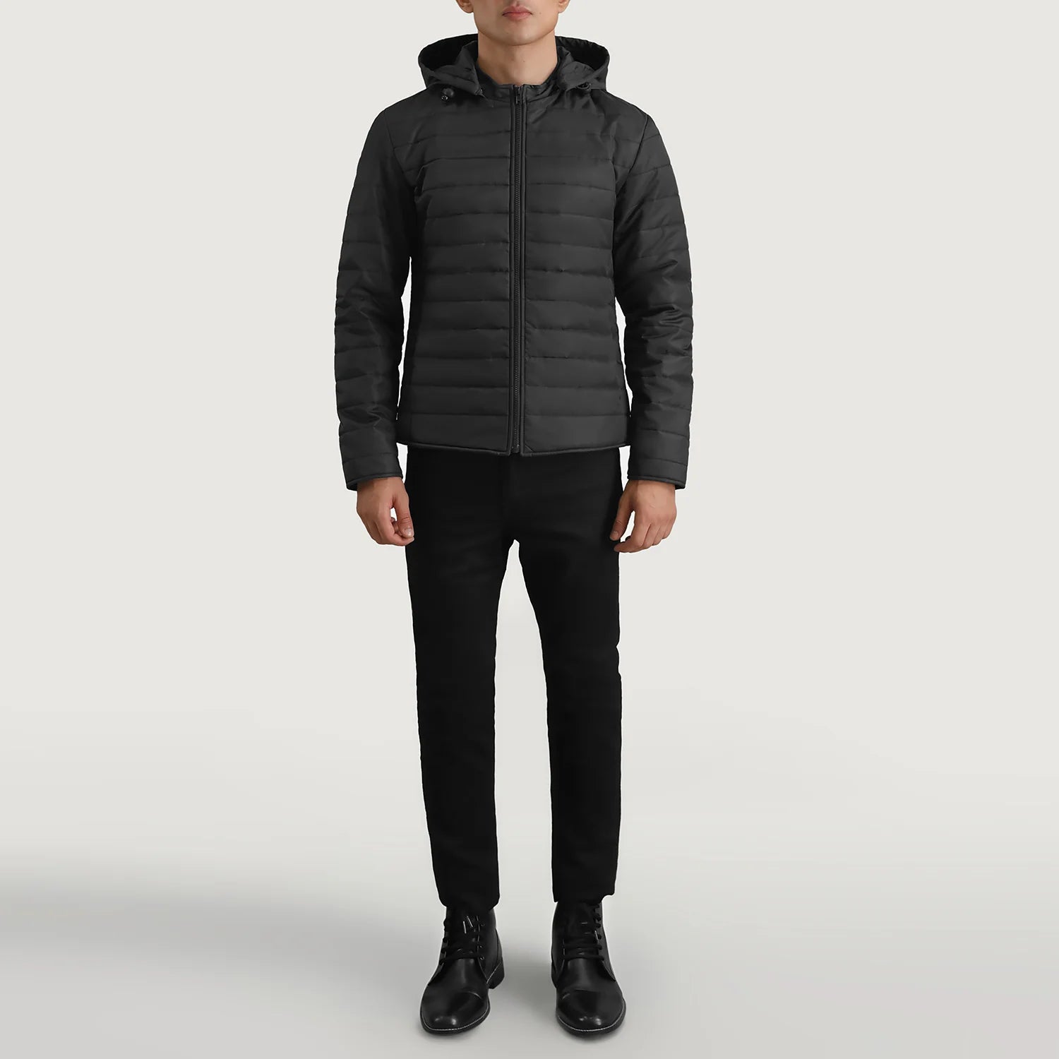 Tyler Black Hooded Puffer Jacket by Dash Racegear - men Jacket view 3