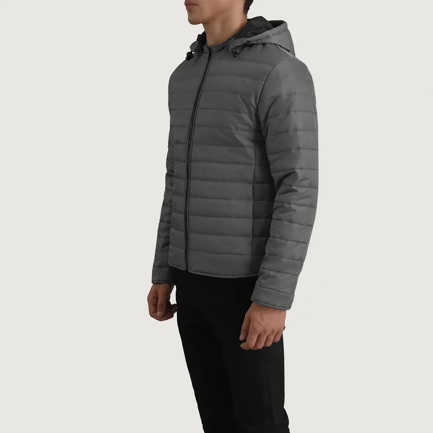 Tyler Grey Hooded Puffer Jacket by Dash Racegear - men Jacket view 2
