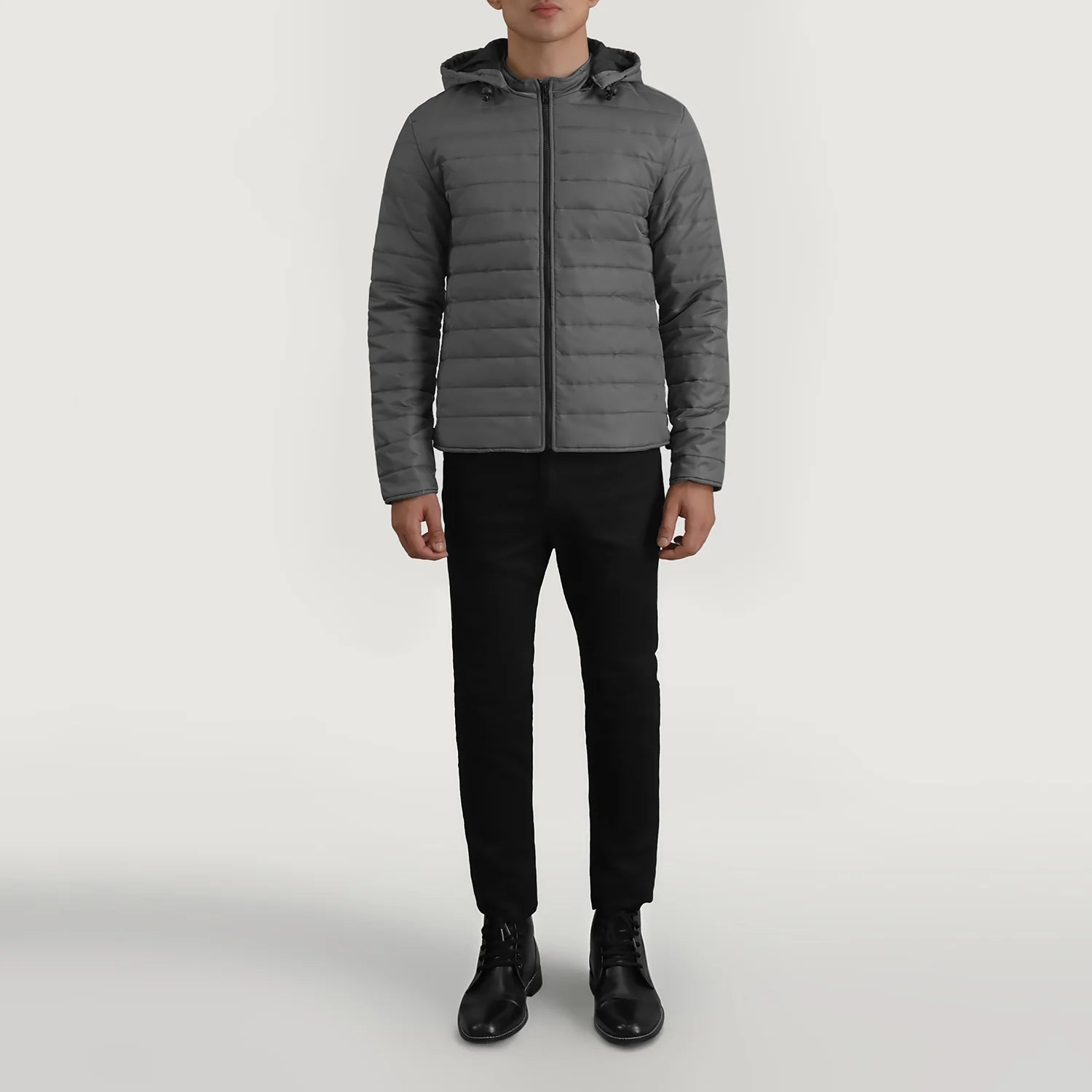 Tyler Grey Hooded Puffer Jacket by Dash Racegear - men Jacket view 3