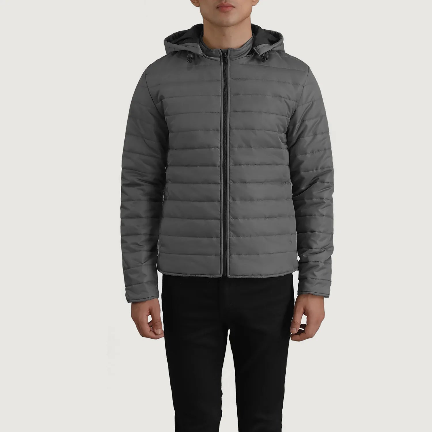Tyler Grey Hooded Puffer Jacket by Dash Racegear - men Jacket view 4