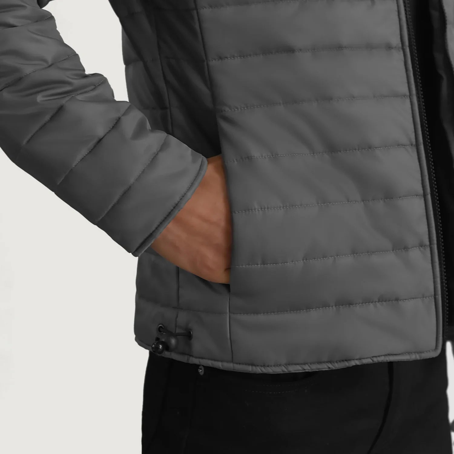 Tyler Grey Hooded Puffer Jacket by Dash Racegear - men Jacket view 6