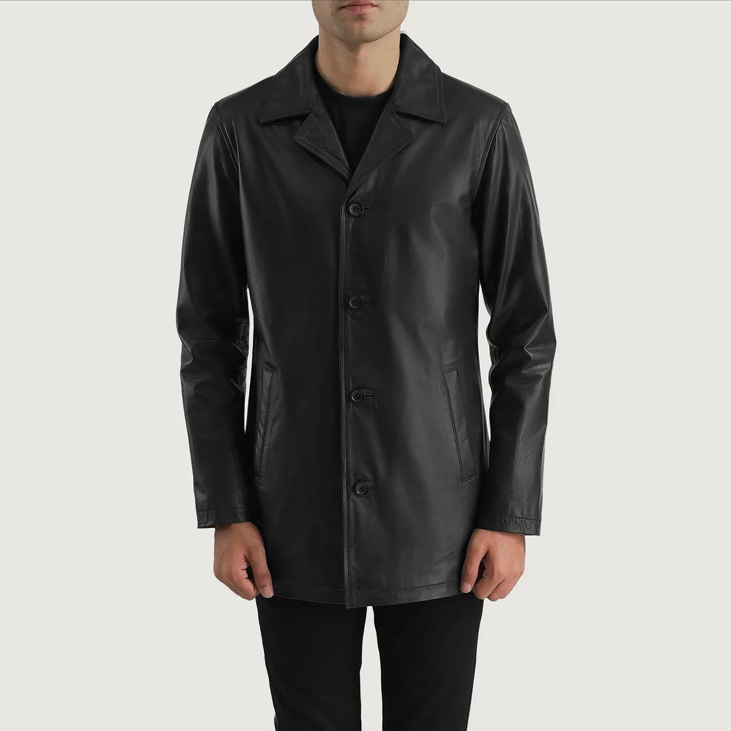 Urban Slate Black Leather Coat by Dash Racegear - men Jacket view 1