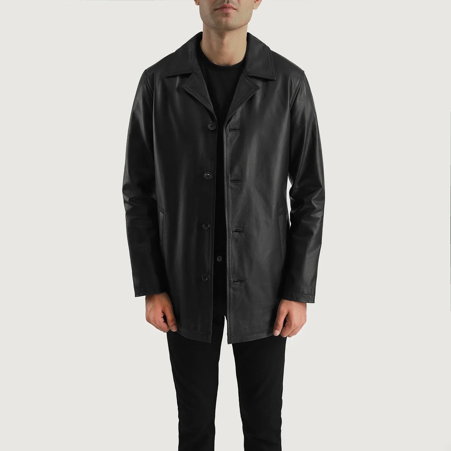 Urban Slate Black Leather Coat by Dash Racegear - men Jacket view 2