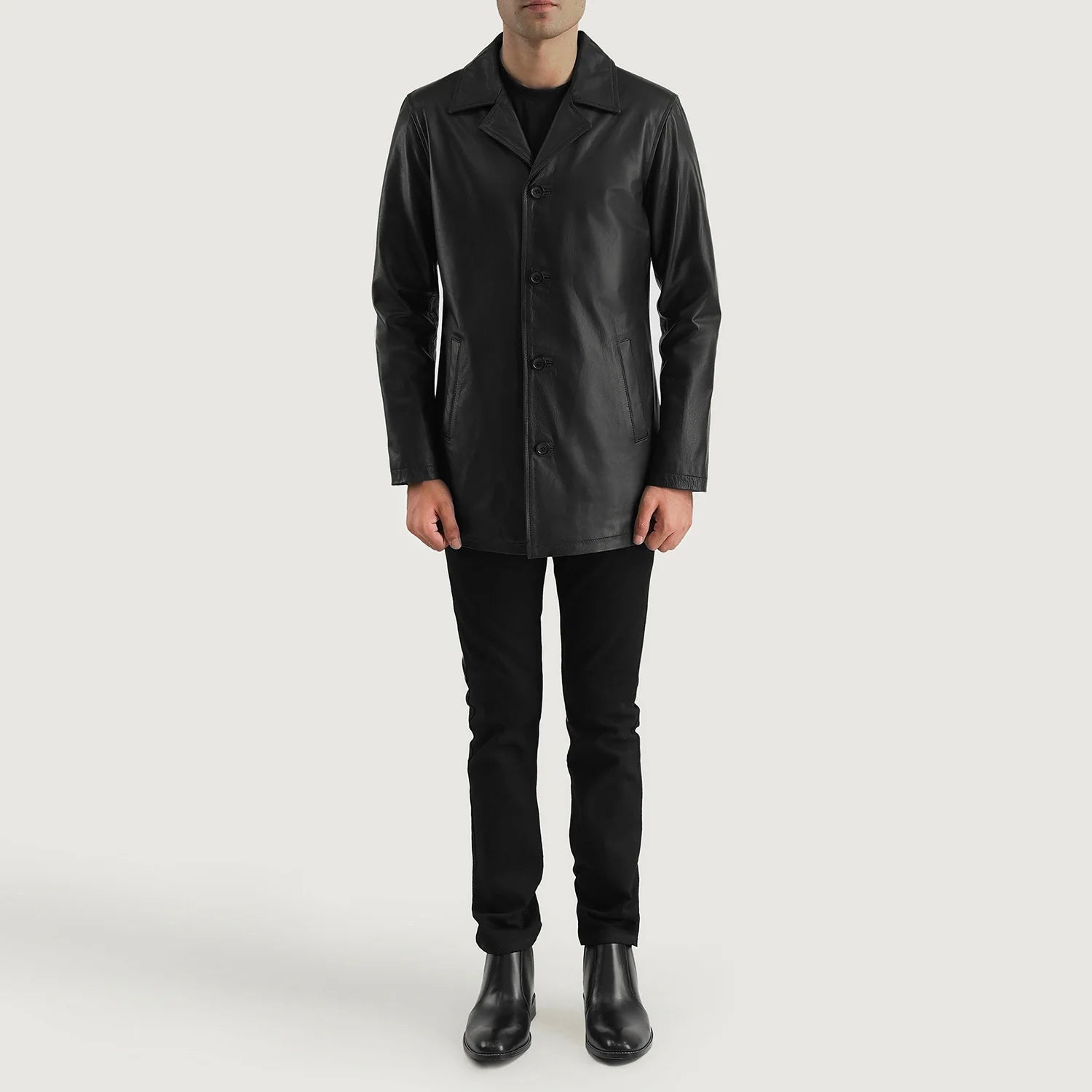 Urban Slate Black Leather Coat by Dash Racegear - men Jacket view 6