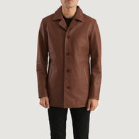 Urban Slate Brown Leather Coat by Dash Racegear - men Jacket view 1