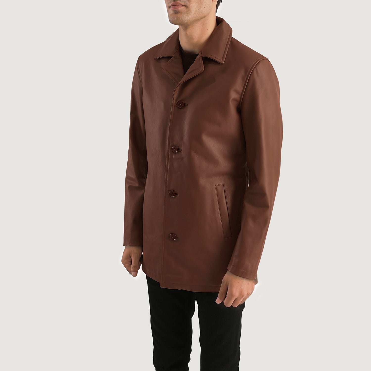 Urban Slate Brown Leather Coat by Dash Racegear - men Jacket view 2