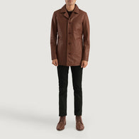 Urban Slate Brown Leather Coat by Dash Racegear - men Jacket view 3