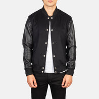Vaxton Black Hybrid Varsity Jacket by Dash Racegear - men Jacket view 1