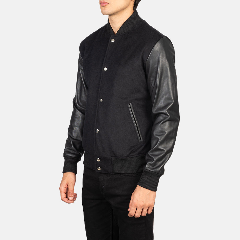 Vaxton Black Hybrid Varsity Jacket by Dash Racegear - men Jacket view 2