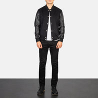 Vaxton Black Hybrid Varsity Jacket by Dash Racegear - men Jacket view 3