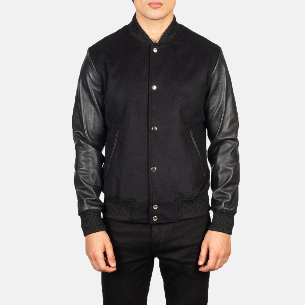 Vaxton Black Hybrid Varsity Jacket by Dash Racegear - men Jacket view 4