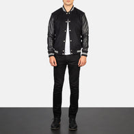Vaxton Black Striped Hybrid Varsity Jacket by Dash Racegear - men Jacket view 3